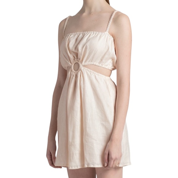 Faithfull the Brand Zuma Cut Out Linen Mini Dress Size 4 NWT - Picture 4 of 15